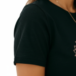 Women's breathable cotton T-shirt featuring "Vale" floral graphic design in Black, Maroon, and Beige colors.