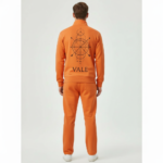 Men's premium minimalist cotton tracksuit featuring a full-zip hoodie and slim-fit joggers with subtle branding on breathable fabric.