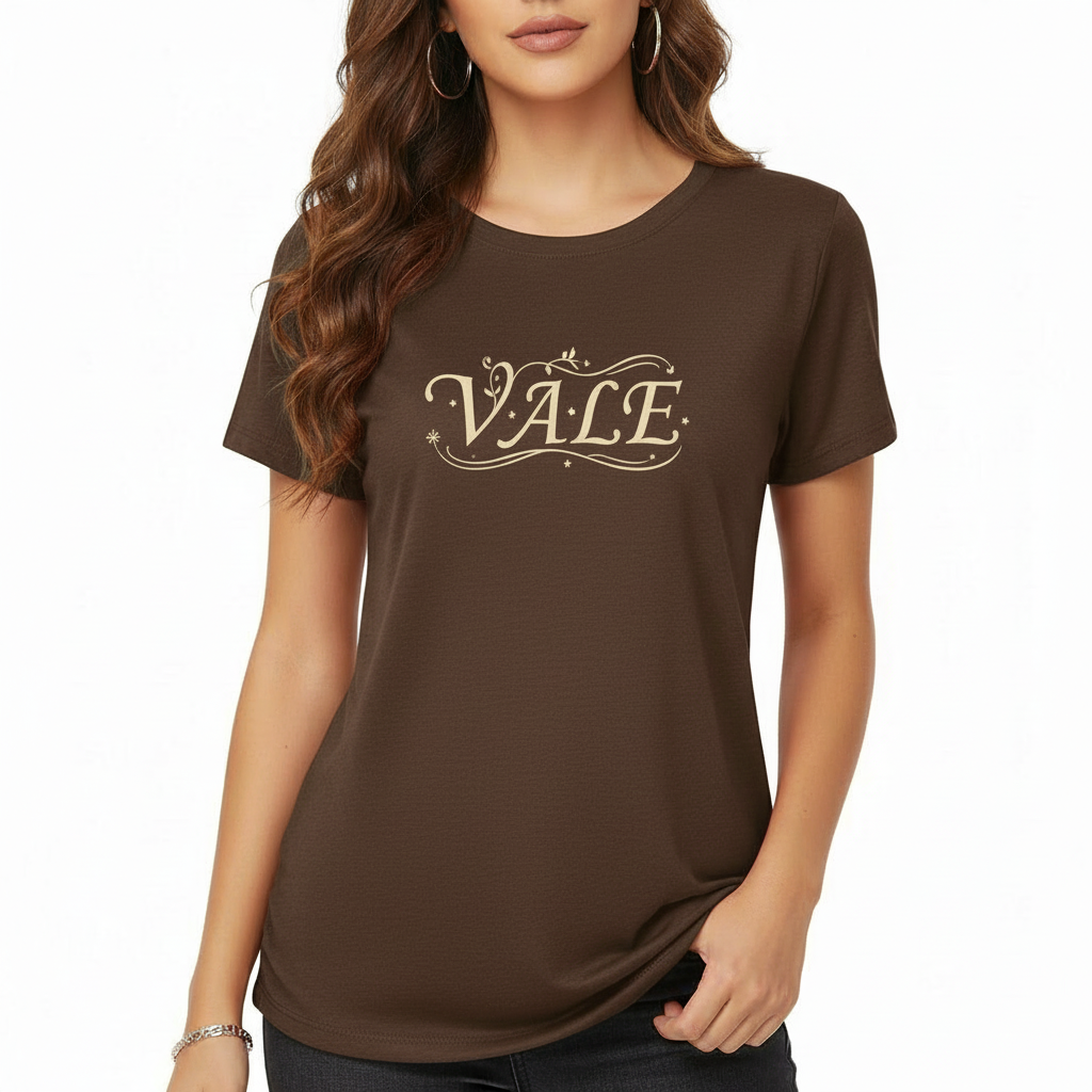 VALE Premium Breathable Cotton T-Shirt Person wearing a VALE graphic breathable cotton t-shirt in green, brown, and red colors with vintage floral design.
