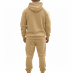 Men's designer wilderness-themed tracksuit set featuring a quarter-zip hoodie and cargo joggers with forest and deer landscape prints on breathable cotton.