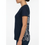 Close-up and full-length views of a men's athletic slim-fit button-down shirt made of breathable cotton, featuring a detailed geometric tribal print in brown, maroon, and orange.