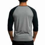 Men's 3/4 sleeve cotton raglan shirt featuring a vintage gold compass "VALE" graphic design on the chest.