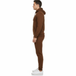 Men's breathable cotton tracksuit set showing a large varsity VALE back graphic with a gate emblem and Roman numerals on the hoodie and joggers.