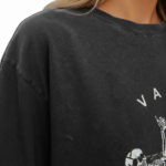 Oversized vintage washed cotton t-shirt featuring a skeleton lying in a coffin with "VALE BETTER" text, available in charcoal black, maroon burgundy, and slate gray.