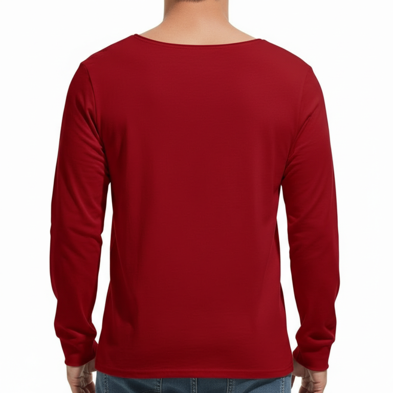 "Man wearing a VALE brand long sleeve cotton shirt featuring a vintage gold nautical compass graphic on the chest, available in black, forest green, and burgundy."