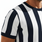 Men's vertical striped knit cotton t-shirt in breathable slim fit design.