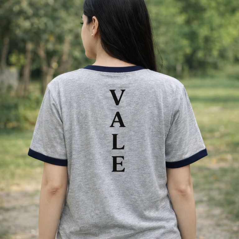 Women’s Grey Ringer T-Shirt – Soft Cotton Casual Summer Tee for Girls