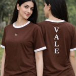 Women’s Grey Ringer T-Shirt – Soft Cotton Casual Summer Tee for Girls