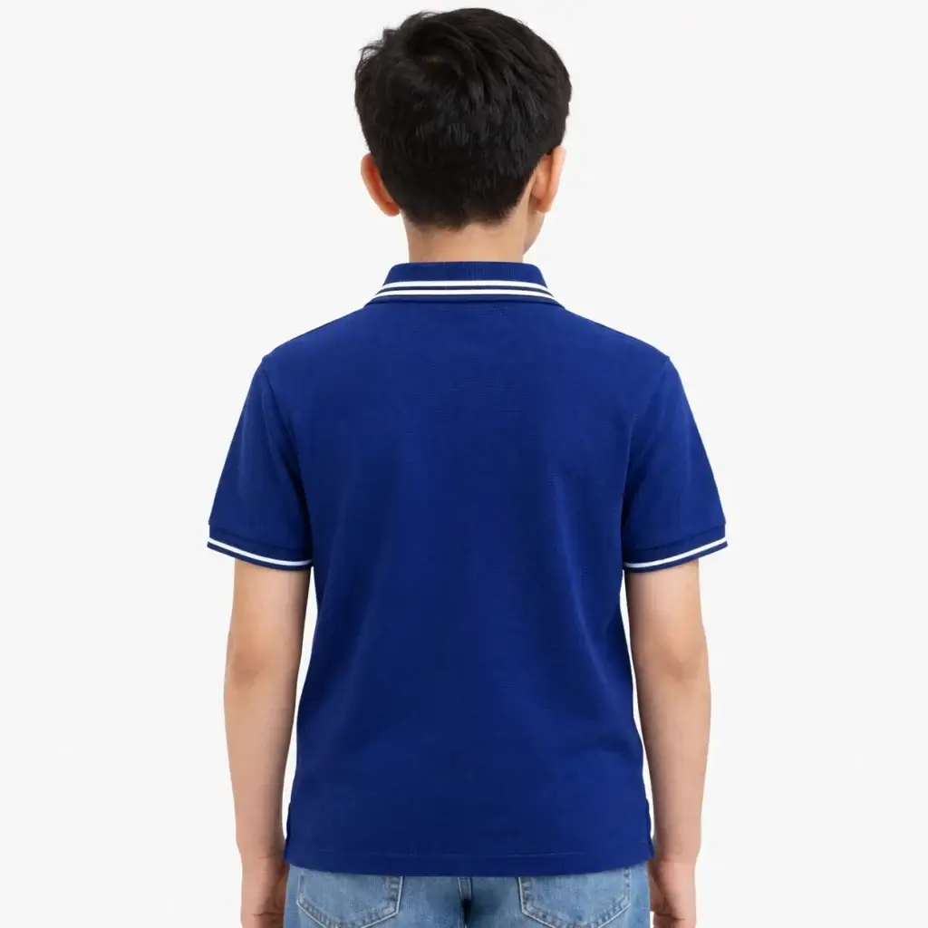 Boys Blue Polo Shirt – Premium Cotton Short Sleeve Kids Collar T-Shirt Casual Wear