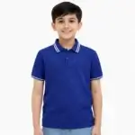Boys Blue Polo Shirt – Premium Cotton Short Sleeve Kids Collar T-Shirt Casual Wear VALE