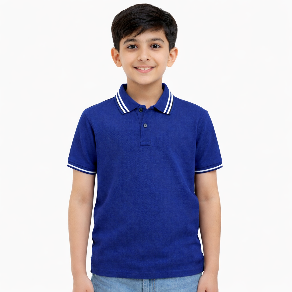 Boys Blue Polo Shirt – Premium Cotton Short Sleeve Kids Collar T-Shirt Casual Wear Boys Blue Polo Shirt – Premium Cotton Short Sleeve Kids Collar T-Shirt Casual Wear Front