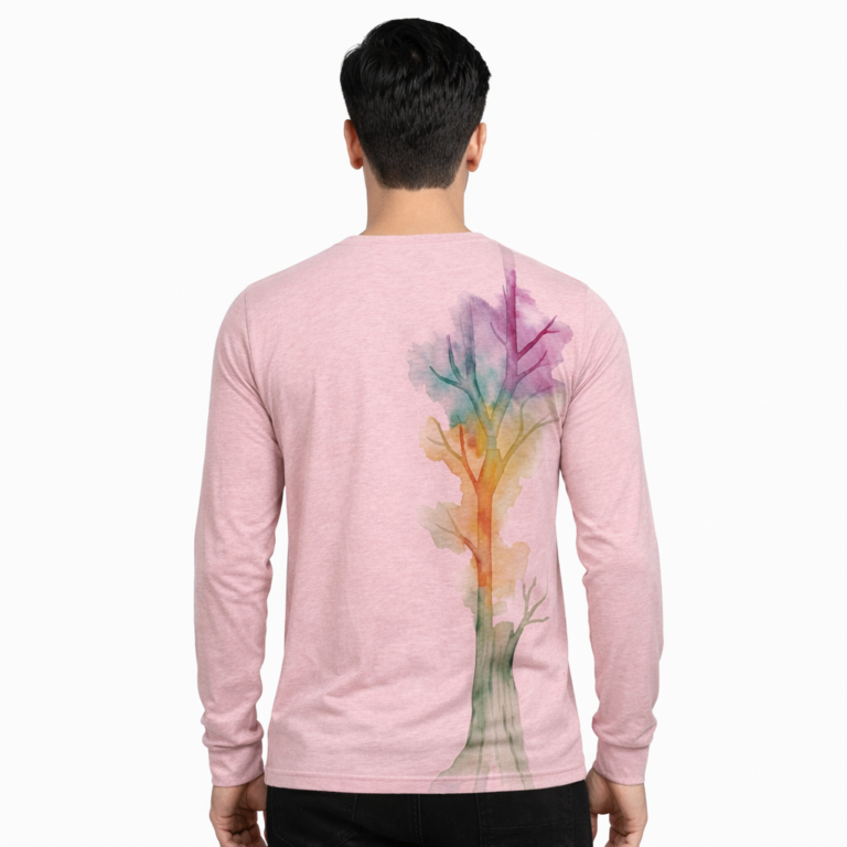 “VALE” Watercolor Tree Graphic Long Sleeve T-Shirt