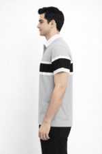 Men’s Grey & Black Stripe Polo Shirt – Premium Cotton Jersey Casual Smart Fit Polo Shirt Pakistan