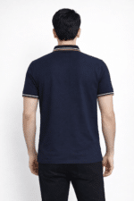 Men’s Navy Blue Textured Polo Shirt – Premium Jacquard Cotton Casual & Smart Fit Polo Pakistan